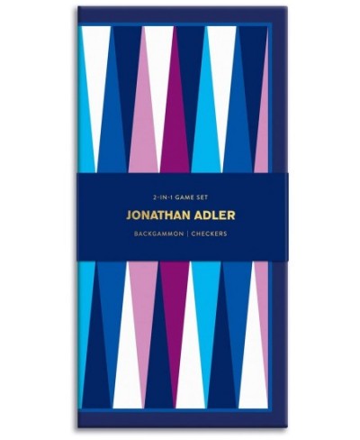 Jonathan Adler 2-in-1 Travel Game Set Checkers and Backgammon – Perfect for Game Night – Chic Portable Travel Board Games Fea...