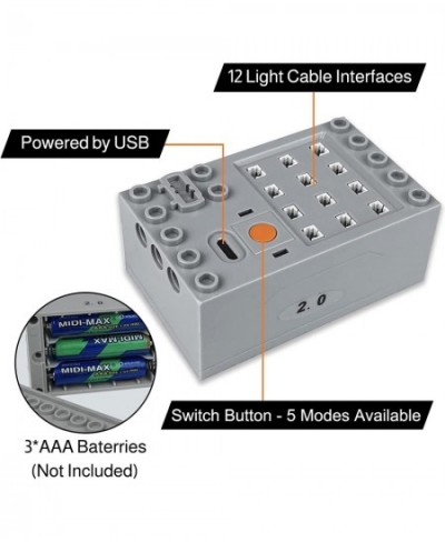 Powered Up Led Light Building Kit 1x4 Bricks/LEDs Power Function Programmale Light Toys Educational Building Blocks App Contr...