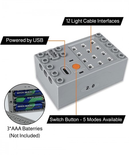 Powered Up Led Light Building Kit 1x4 Bricks/LEDs Power Function Programmale Light Toys Educational Building Blocks App Contr...