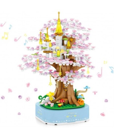 Music Box Kits with City Sakura Tree House Architecture Building Blocks Sets STEM Construction Toy Building Sets for Adults a...