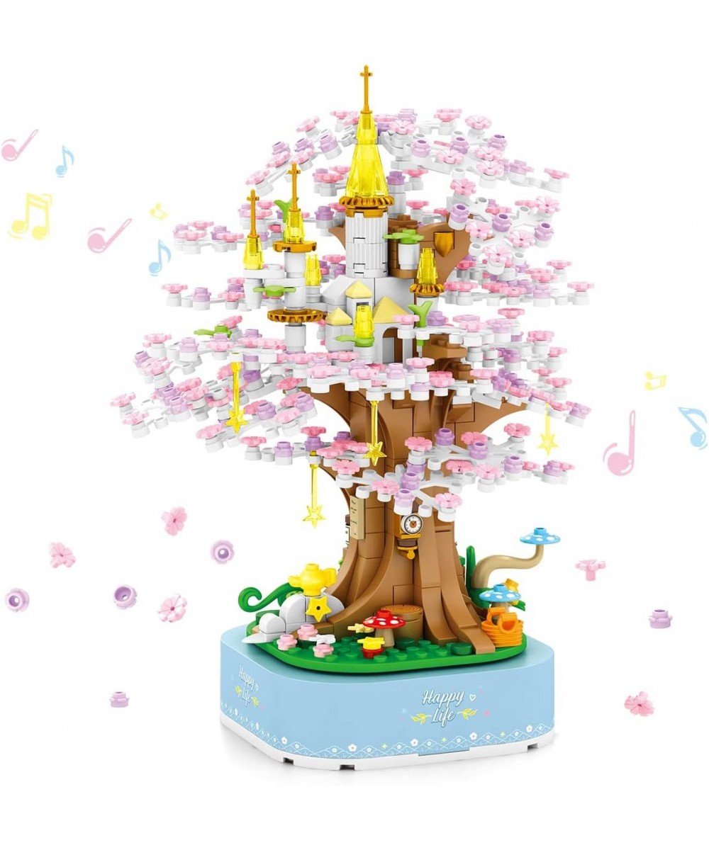 Music Box Kits with City Sakura Tree House Architecture Building Blocks Sets STEM Construction Toy Building Sets for Adults a...