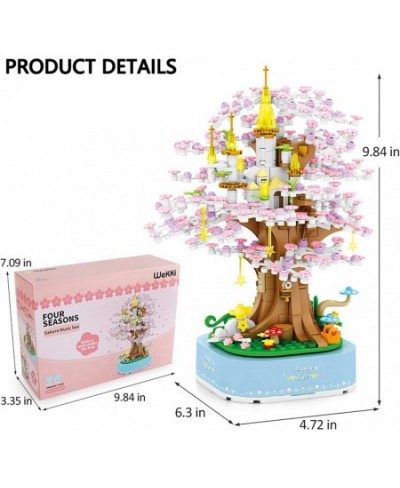 Music Box Kits with City Sakura Tree House Architecture Building Blocks Sets STEM Construction Toy Building Sets for Adults a...