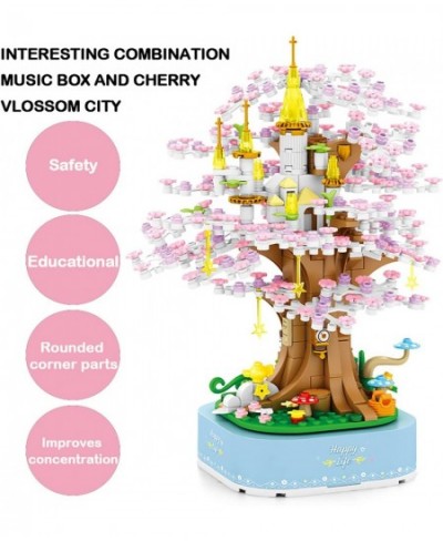 Music Box Kits with City Sakura Tree House Architecture Building Blocks Sets STEM Construction Toy Building Sets for Adults a...