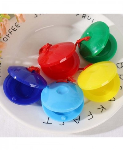 12 Pcs Castanets Plastic Finger Castanets Hand- Held Percussion Musical Instrument Ringboards Orff Castanet Round Dance Board...