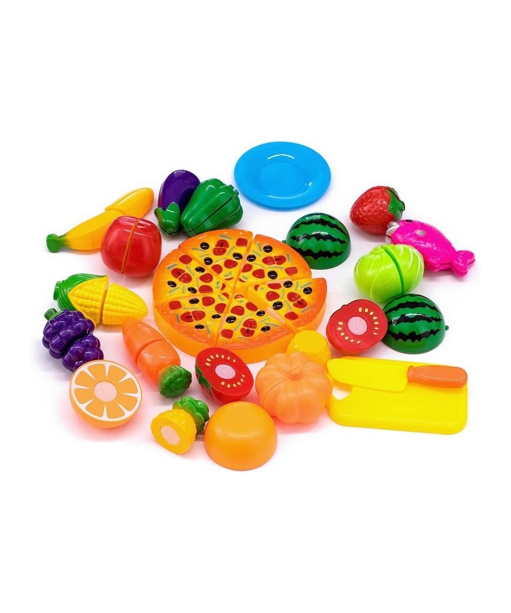 Kitchen Toy Food 24Pcs Plastic Fruit Vegetable Kitchen Cutting Toy Set Kids Toys $22.64 - Toy Kitchen Products