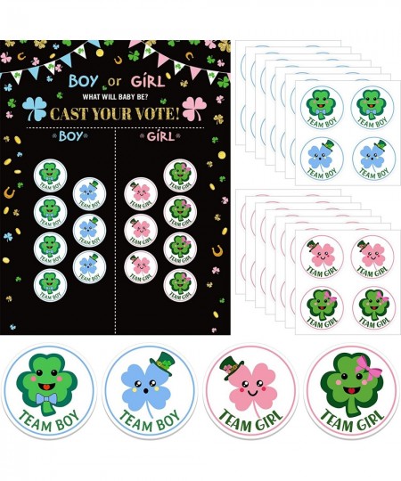 73 Pieces St. Patrick's Day Gender Reveal Stickers Team Boy Team Girl Baby Shower Label Stickers with Gender Reveal Voting Ga...