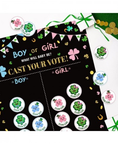 73 Pieces St. Patrick's Day Gender Reveal Stickers Team Boy Team Girl Baby Shower Label Stickers with Gender Reveal Voting Ga...