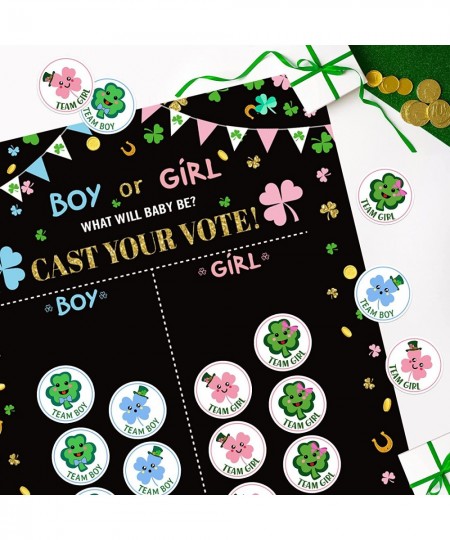 73 Pieces St. Patrick's Day Gender Reveal Stickers Team Boy Team Girl Baby Shower Label Stickers with Gender Reveal Voting Ga...