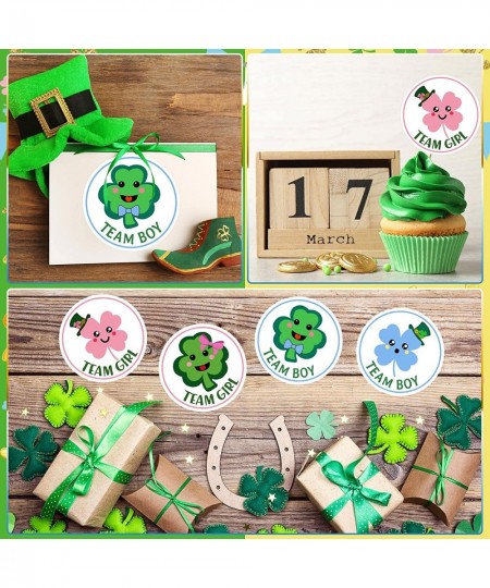 73 Pieces St. Patrick's Day Gender Reveal Stickers Team Boy Team Girl Baby Shower Label Stickers with Gender Reveal Voting Ga...