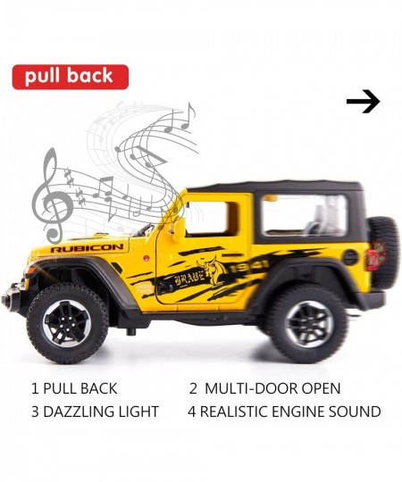 1/20 Scale Wrangler Rubicon Top Diecast Car Model Alloy Pull Back Toy Car with Sound and Light Toy for Boys and Girls Kids (Y...