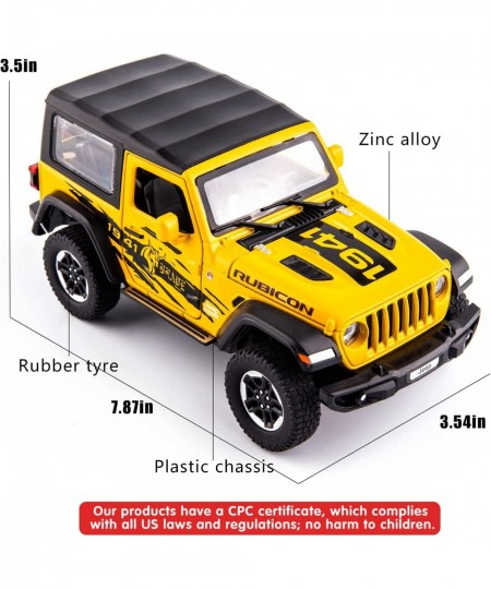 1/20 Scale Wrangler Rubicon Top Diecast Car Model Alloy Pull Back Toy Car with Sound and Light Toy for Boys and Girls Kids (Y...