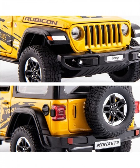 1/20 Scale Wrangler Rubicon Top Diecast Car Model Alloy Pull Back Toy Car with Sound and Light Toy for Boys and Girls Kids (Y...