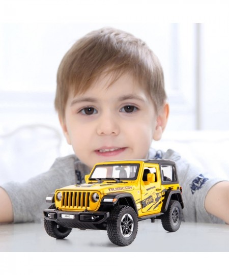 1/20 Scale Wrangler Rubicon Top Diecast Car Model Alloy Pull Back Toy Car with Sound and Light Toy for Boys and Girls Kids (Y...