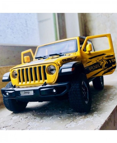 1/20 Scale Wrangler Rubicon Top Diecast Car Model Alloy Pull Back Toy Car with Sound and Light Toy for Boys and Girls Kids (Y...