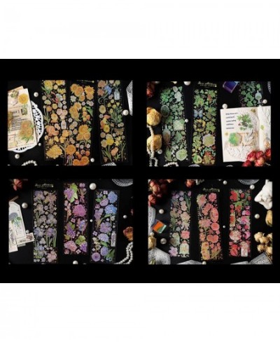 Stickers for Scrapbooking Journaling Flowers Plants Waterproof Gold Foil Holographic Stickers Set for Adults Teens Girls(12 S...