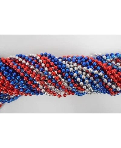 33 inch 7mm Round Metallic Red Blue and Silver Mardi Gras Beads - 6 Dozen (72 necklaces) $29.02 - Kids' Dress-Up Accessories