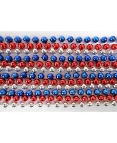 33 inch 7mm Round Metallic Red Blue and Silver Mardi Gras Beads - 6 Dozen (72 necklaces) $29.02 - Kids' Dress-Up Accessories