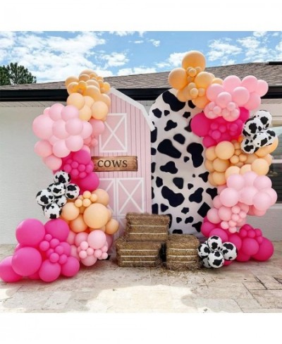 Cow Balloon Garland Arch Kit Baby Pink Apricot Balloons with Cow Print Balloons for Farm Animals Kid's Birthday Party Baby Sh...