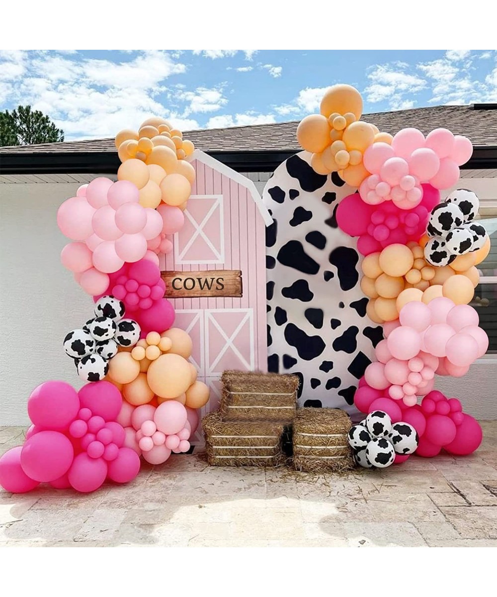 Cow Balloon Garland Arch Kit Baby Pink Apricot Balloons with Cow Print Balloons for Farm Animals Kid's Birthday Party Baby Sh...