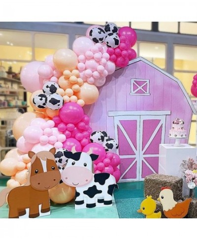 Cow Balloon Garland Arch Kit Baby Pink Apricot Balloons with Cow Print Balloons for Farm Animals Kid's Birthday Party Baby Sh...