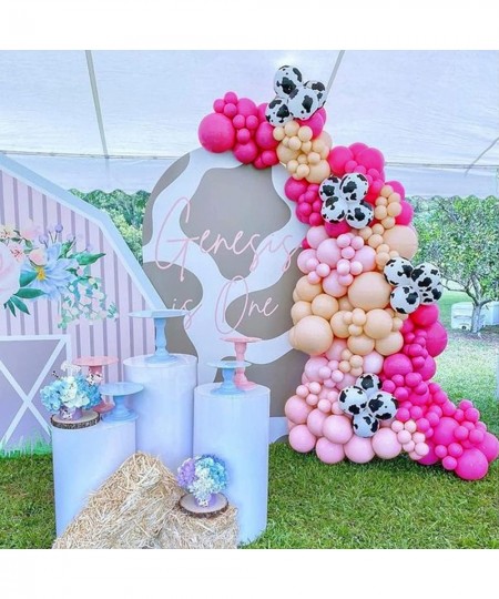 Cow Balloon Garland Arch Kit Baby Pink Apricot Balloons with Cow Print Balloons for Farm Animals Kid's Birthday Party Baby Sh...