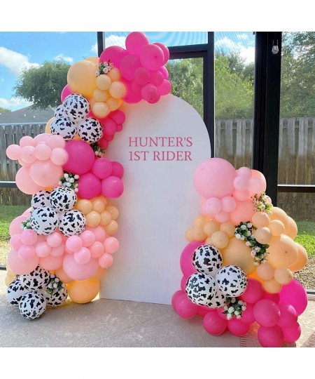 Cow Balloon Garland Arch Kit Baby Pink Apricot Balloons with Cow Print Balloons for Farm Animals Kid's Birthday Party Baby Sh...