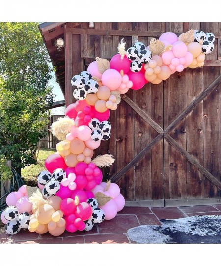 Cow Balloon Garland Arch Kit Baby Pink Apricot Balloons with Cow Print Balloons for Farm Animals Kid's Birthday Party Baby Sh...