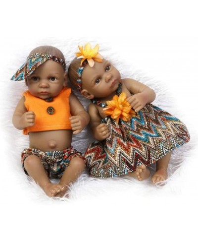 Mini 11" Black Couple Alive Reborn Baby Dolls Silicone Full Body African American Twins $64.95 - Dolls