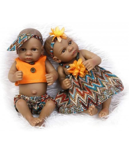 Mini 11" Black Couple Alive Reborn Baby Dolls Silicone Full Body African American Twins $64.95 - Dolls