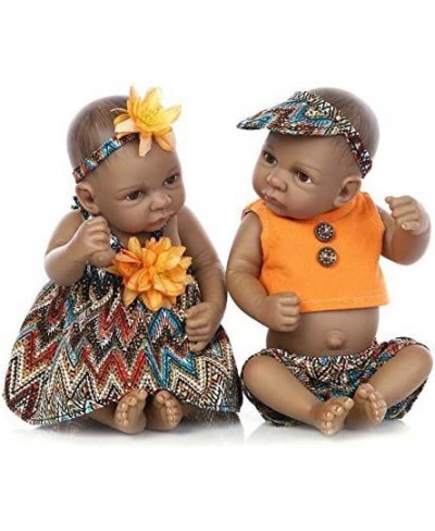 Mini 11" Black Couple Alive Reborn Baby Dolls Silicone Full Body African American Twins $64.95 - Dolls