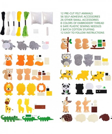 Sewing Kit for Kids Ages 8-12 Craft Kits for Kids Children Birthday Gifts Educational Toys Set of 12 Woodland Animal DIY Kits...