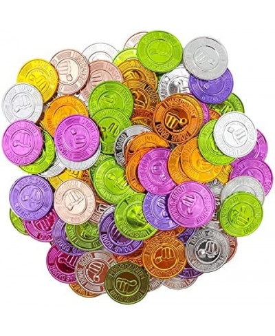 100 Pieces Colorful Plastic Thumb Coins Pretend Play School Teacher Reward Coins and Prize Supplies Suitable gifts to encoura...