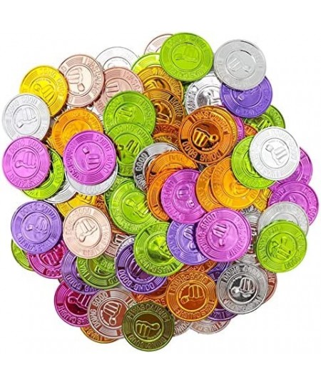 100 Pieces Colorful Plastic Thumb Coins Pretend Play School Teacher Reward Coins and Prize Supplies Suitable gifts to encoura...