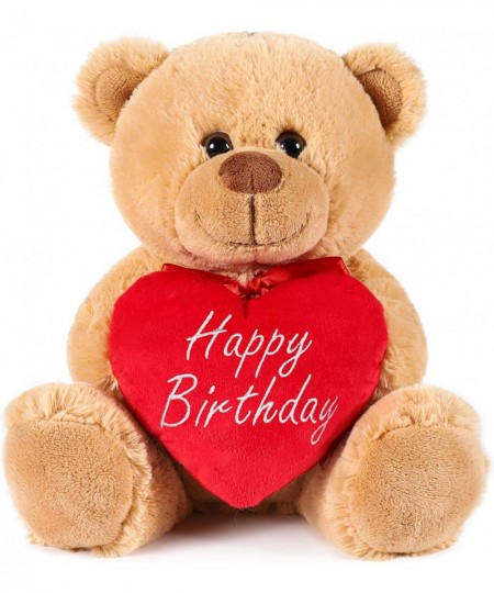 Teddy Bear with Red Heart - Happy Birthday - 9.5 Inches - Cuddly Plush Toy - Light Brown $29.40 - Stuffed Animals & Teddy Bears