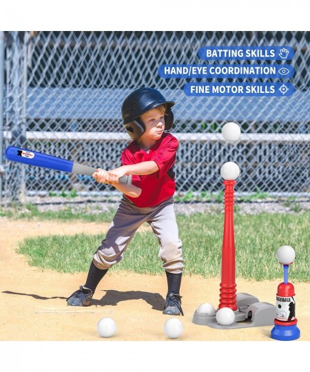 Kids Baseball Tee T Ball Set for Kids and Toddlers Includes 6 Balls Teeball Batting Tee Pitching Machine Outdoor Sport Toy Ga...