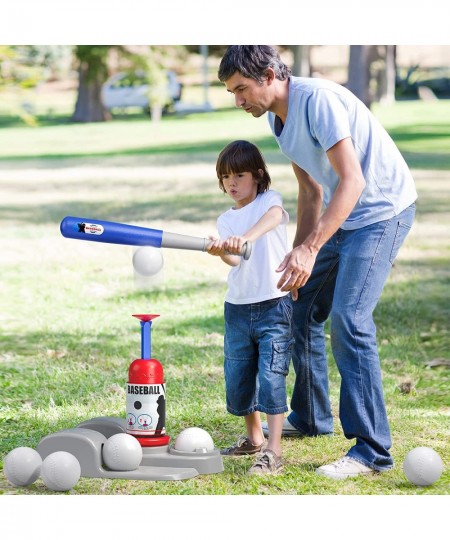 Kids Baseball Tee T Ball Set for Kids and Toddlers Includes 6 Balls Teeball Batting Tee Pitching Machine Outdoor Sport Toy Ga...