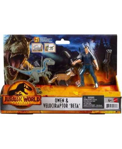 Jurassic World Dominion Owen and Velociraptor Beta Human and Dino Pack with 2 Action Figures and Accessories Toy Gift Set and...