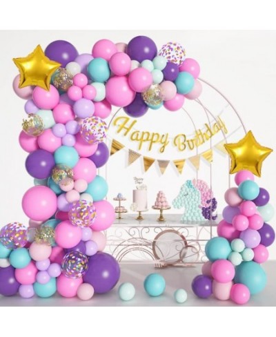 202Pcs Unicorn Birthday Balloons Arch Garland Kit Confetti Latex Foil Purple Pink Balloons with Happy Birthday Banner for Uni...