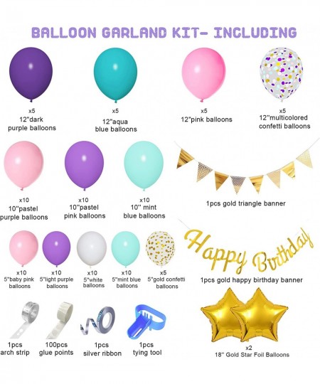 202Pcs Unicorn Birthday Balloons Arch Garland Kit Confetti Latex Foil Purple Pink Balloons with Happy Birthday Banner for Uni...