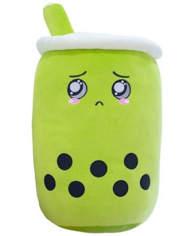 Cute Milk Tea Cup Pillow Cartoon Fruit Tea Cup with Suction Tubes Plush Toys (Green Round Eyes 13.7”) $22.50 - Plush Figure Toys