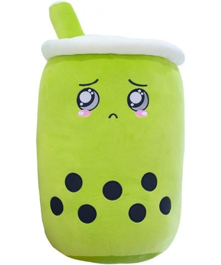 Cute Milk Tea Cup Pillow Cartoon Fruit Tea Cup with Suction Tubes Plush Toys (Green Round Eyes 13.7”) $22.50 - Plush Figure Toys