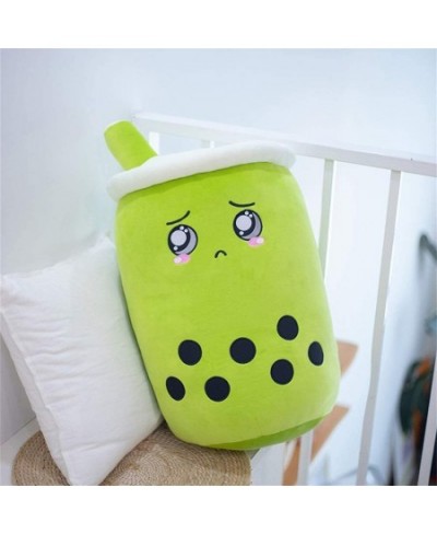 Cute Milk Tea Cup Pillow Cartoon Fruit Tea Cup with Suction Tubes Plush Toys (Green Round Eyes 13.7”) $22.50 - Plush Figure Toys