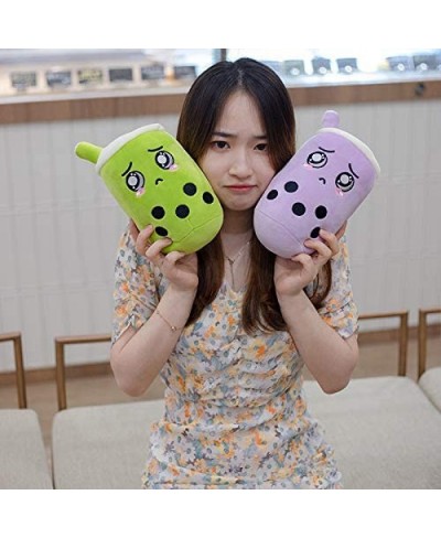 Cute Milk Tea Cup Pillow Cartoon Fruit Tea Cup with Suction Tubes Plush Toys (Green Round Eyes 13.7”) $22.50 - Plush Figure Toys