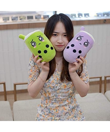 Cute Milk Tea Cup Pillow Cartoon Fruit Tea Cup with Suction Tubes Plush Toys (Green Round Eyes 13.7”) $22.50 - Plush Figure Toys