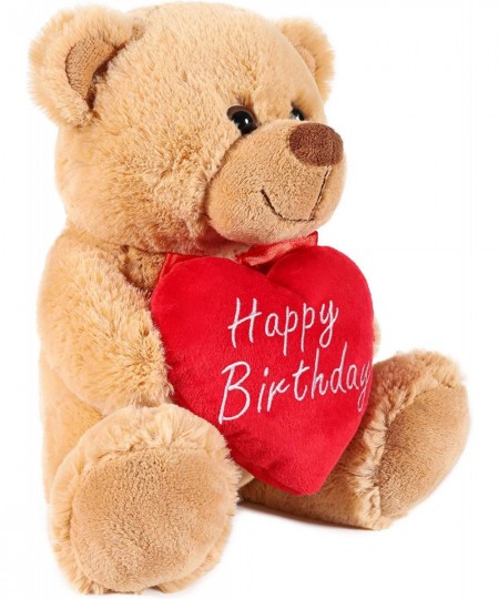 Teddy Bear with Red Heart - Happy Birthday - 9.5 Inches - Cuddly Plush Toy - Light Brown $29.40 - Stuffed Animals & Teddy Bears