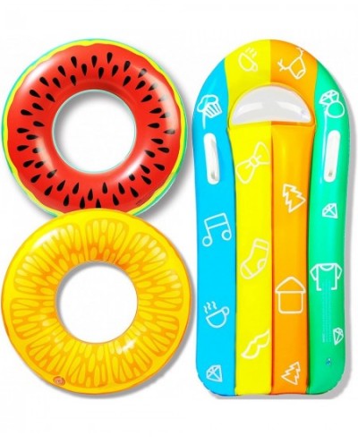 Inflatable Swim Tube Raft 3 Pcs Swimming Rings for Kids with Summer Fruits Painting $28.99 - Swimming Pool & Outdoor Water Toys