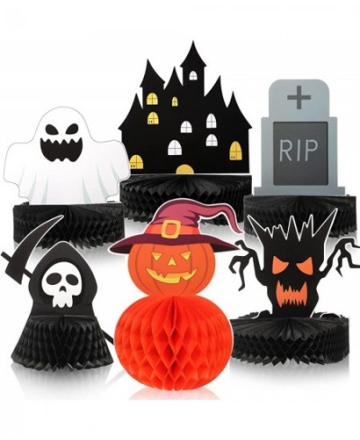 6 Pieces Halloween Honeycomb Table Centerpiece Paper Fan Centerpieces Pumpkin Ghost Tombstone Table Decoration for Halloween ...