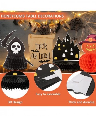 6 Pieces Halloween Honeycomb Table Centerpiece Paper Fan Centerpieces Pumpkin Ghost Tombstone Table Decoration for Halloween ...