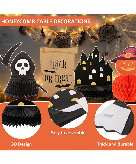 6 Pieces Halloween Honeycomb Table Centerpiece Paper Fan Centerpieces Pumpkin Ghost Tombstone Table Decoration for Halloween ...