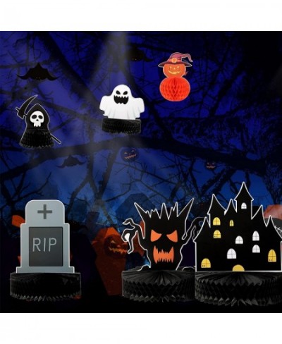 6 Pieces Halloween Honeycomb Table Centerpiece Paper Fan Centerpieces Pumpkin Ghost Tombstone Table Decoration for Halloween ...